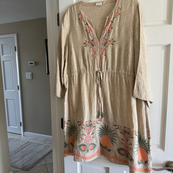 Spartina 449 Linen Embroidered Dress - Picture 2 of 10